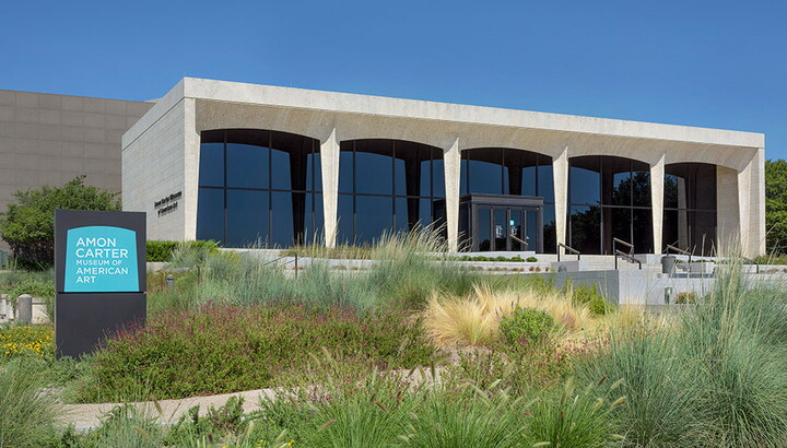 Façade of the Carter with sign and landscaping.