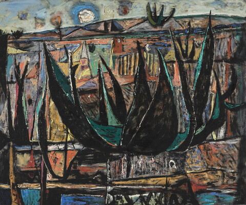 Century Plant against hills