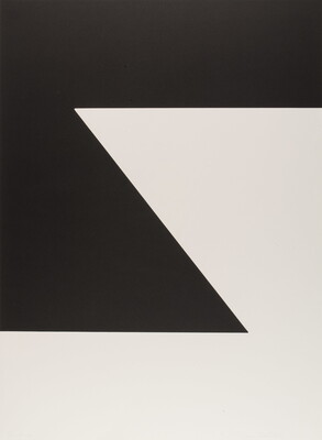 A black-and-white print of a zig-zag geometric design.