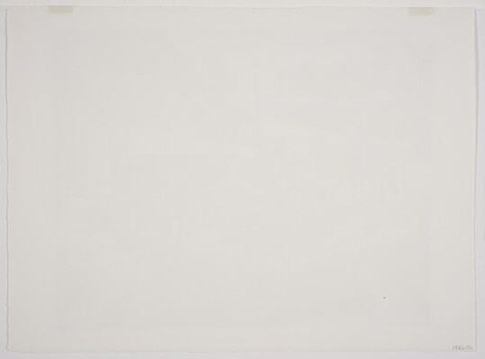 A black-and-white print of three men, one on horseback and two with pitchforks, next to a haystack and an old barn.