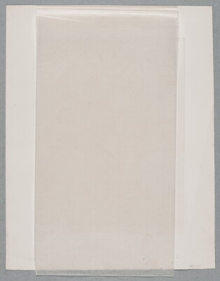 A black-and-white print of three skyscrapers towering over the rest of skyline with a larger-than-life nude person sitting on top of the skyscrapers.