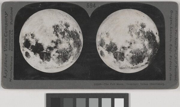 Two almost identical black-and-white photographs side by side of a full moon.