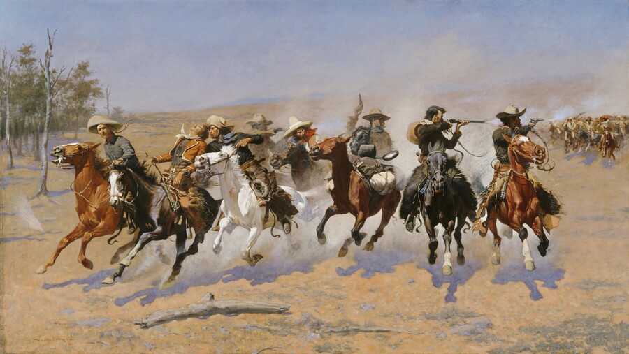 Frederic Remington (1861–1909), A Dash for the Timber; 1889, oil on canvas