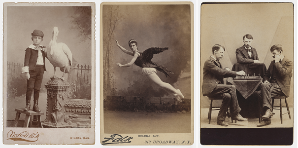 three cabinet cards