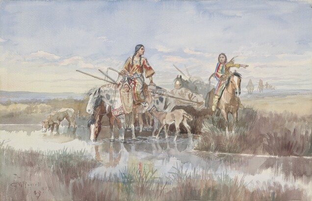 Charles M. Russell, Indian Family with Travois, 1897