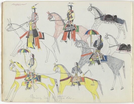 Buffalo Meat (1847–1917), Going in to Trade, 1876, Colored pencil, graphite, and ink on paper
