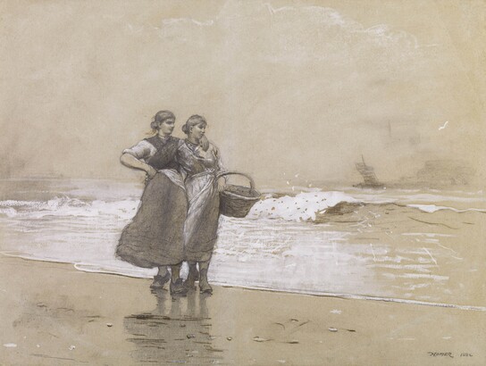 Winslow Homer (1836–1910), Blyth Sands, 1882, Graphite, opaque watercolor, ink, chalk, and charcoal on paper,