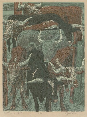 Janet Turner (1914–1988) Bulldogging Stock 1949