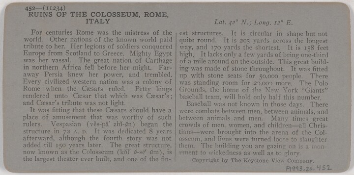 Colosseum, the &quot;King of Ruins,&quot; Rome, Italy. Amon Carter