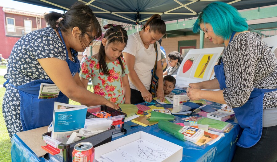festival participants making art