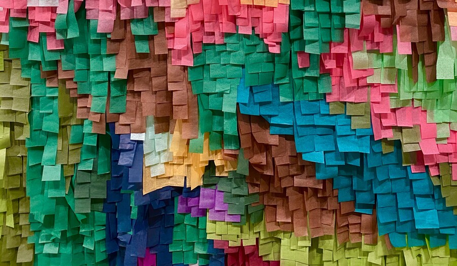 multiple colored tissue paper cut like a pinata