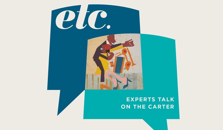 two thought bubbles with lithograph of dancing couple in the middle