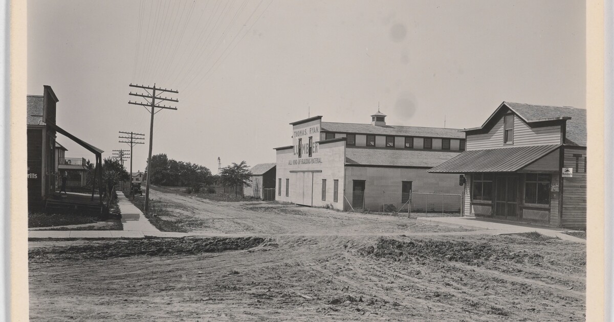 [Street scene and lumber yard, Brownell, Kansas] Amon Carter Museum